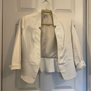 Express White Blazer 3/4 Sleeve Length Ruffle Back; worn once